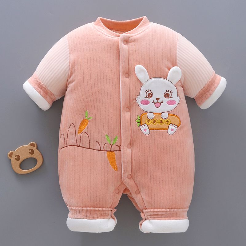 婴儿衣服加厚连体衣新生儿棉衣宝宝哈衣夹棉保暖无骨加棉外出服秋