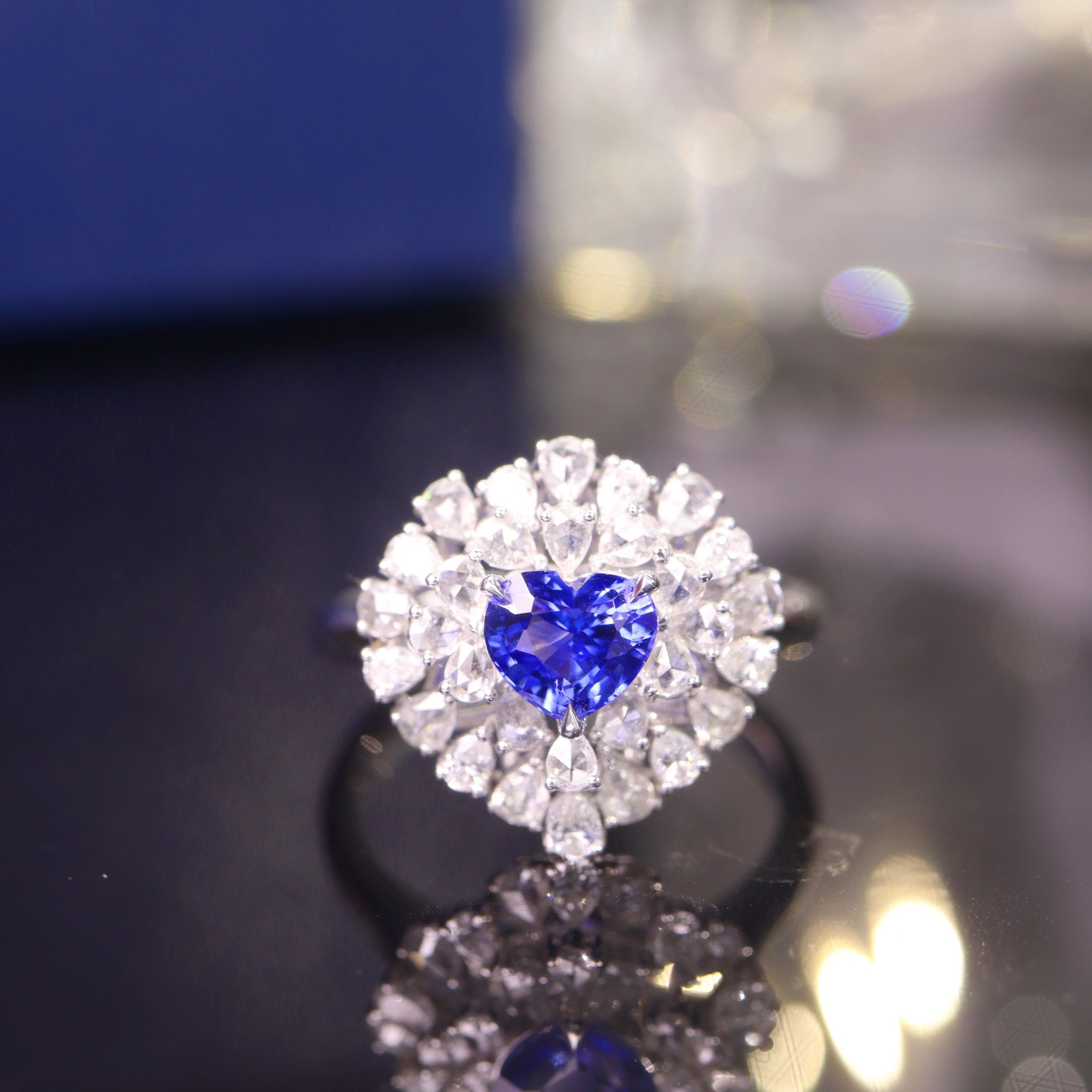 蓝宝石戒指/1.01ct天然蓝宝石18K金钻石戒指附证#HC