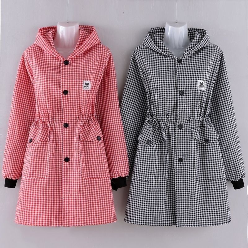 棉布新款前系扣长袖围裙厨房做饭漂亮女干活穿防污耐脏工作服罩衣