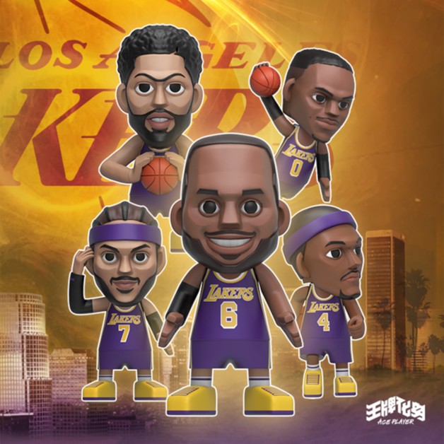 王牌化身NBA湖人队系列盲盒可动潮玩詹姆斯安东尼手办摆件公仔