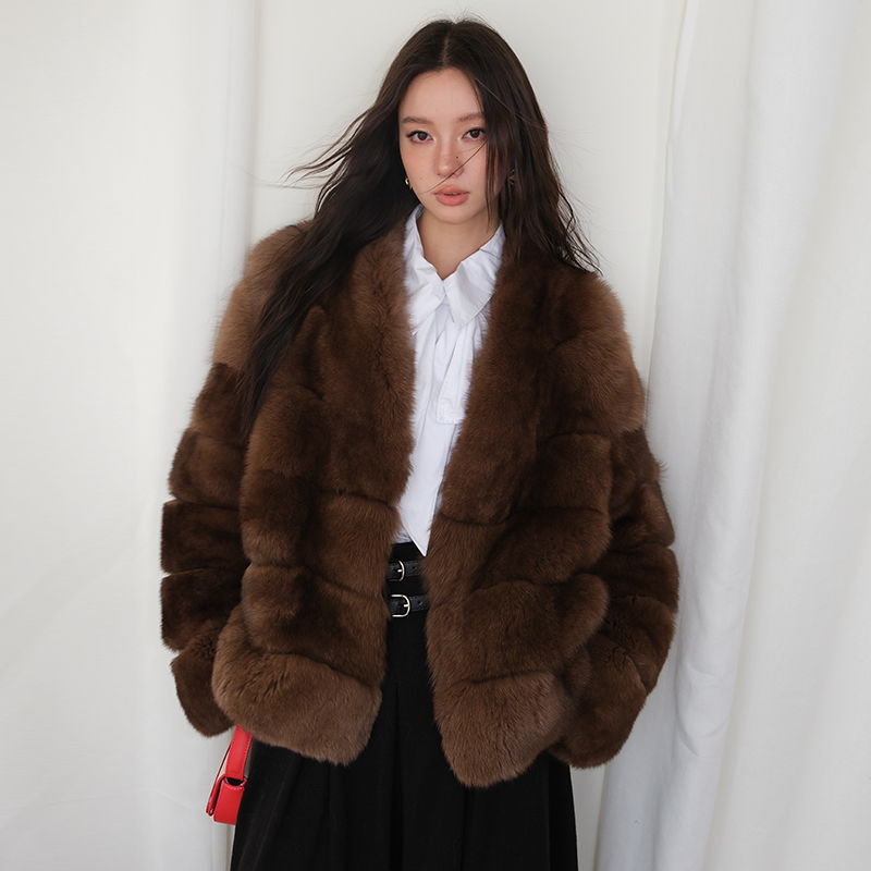 北麋「梦中情狐」中古整皮背毛狐狸毛皮草外套女年轻款大衣