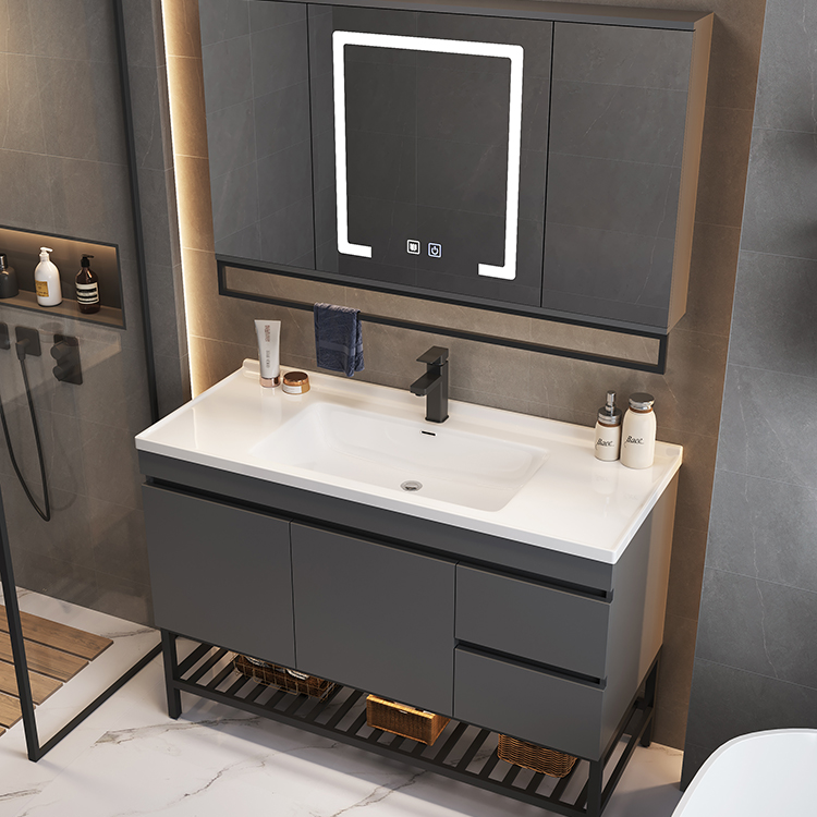 泽钊轻奢浴室柜组合现代简约折叠推拉智能风水镜卫生间洗手盆柜