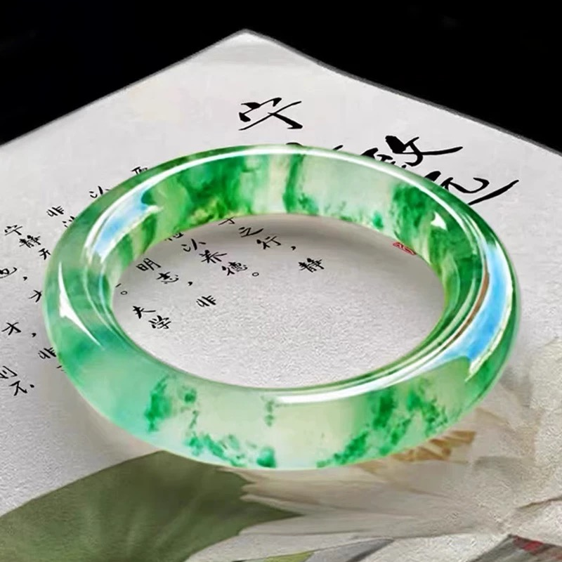  翡翠原石冰种绿飘花 定制 手镯 防拍链接 挂车勿拍