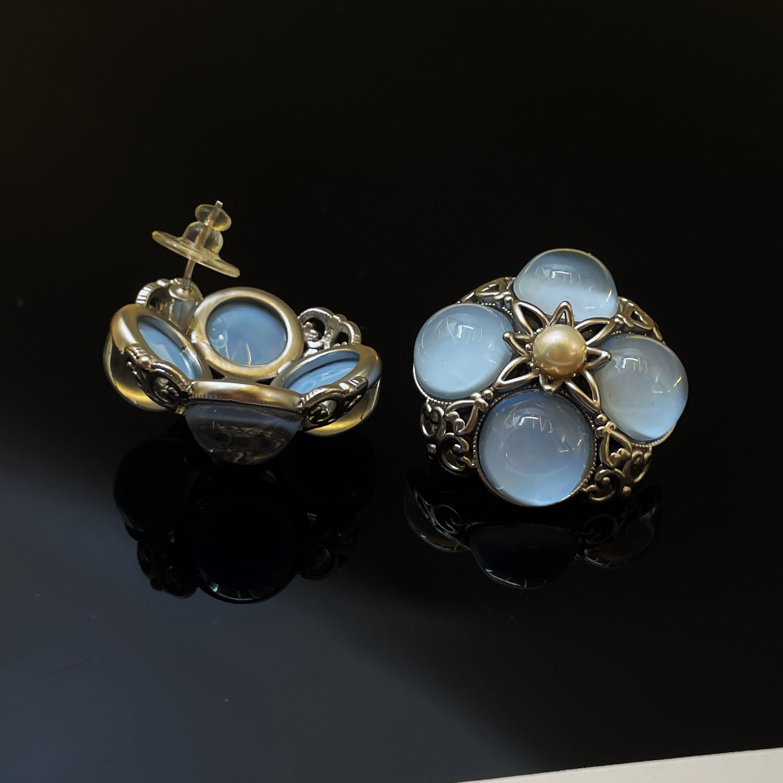 铜合金耳饰 C38蓝色耳钉时尚手工气质