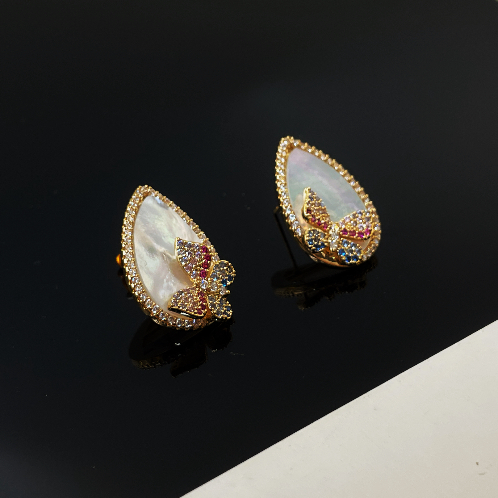 铜合金合成锆石耳饰 A36时尚手工气质