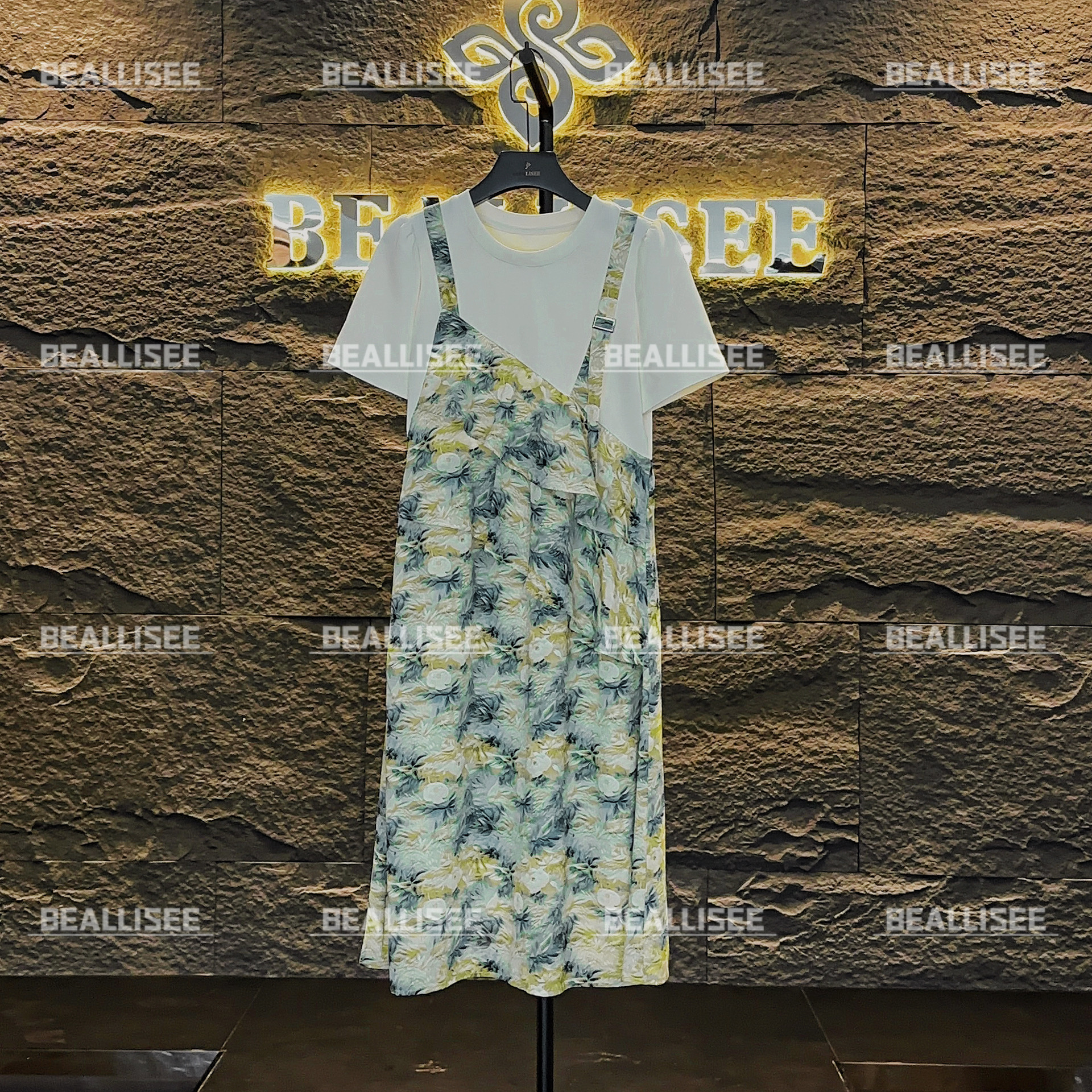 【茶茶】编码【39】夏季短袖显瘦气质时尚假两件大码连衣裙-BLS-A168