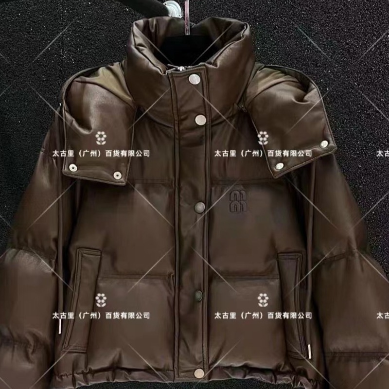 COCO美式皮面立体字母印花短款白鸭绒羽绒服JC-A566