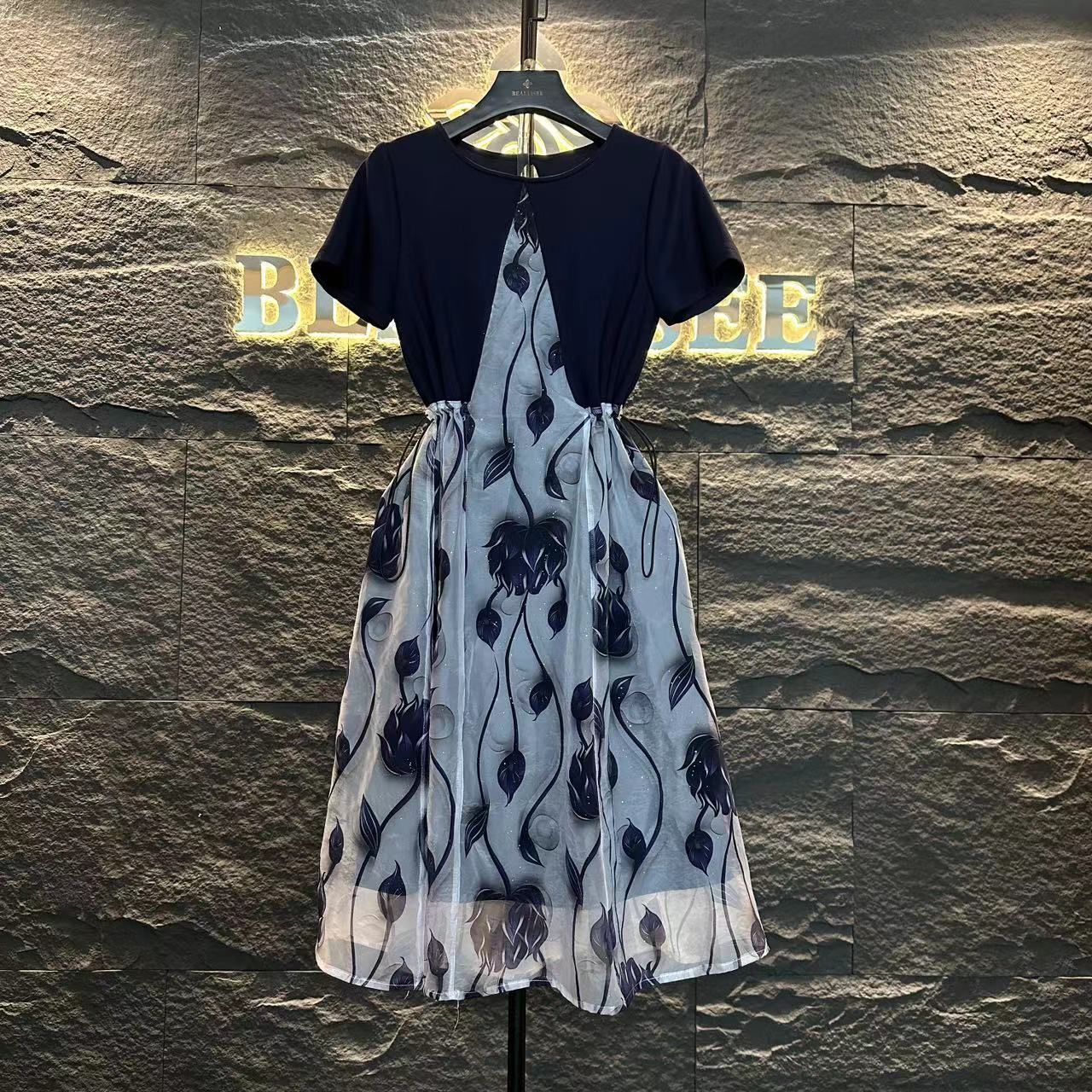 【茶茶】编码【07】夏季新款显瘦纱裙法式气质收腰连衣裙BLS-A323短袖