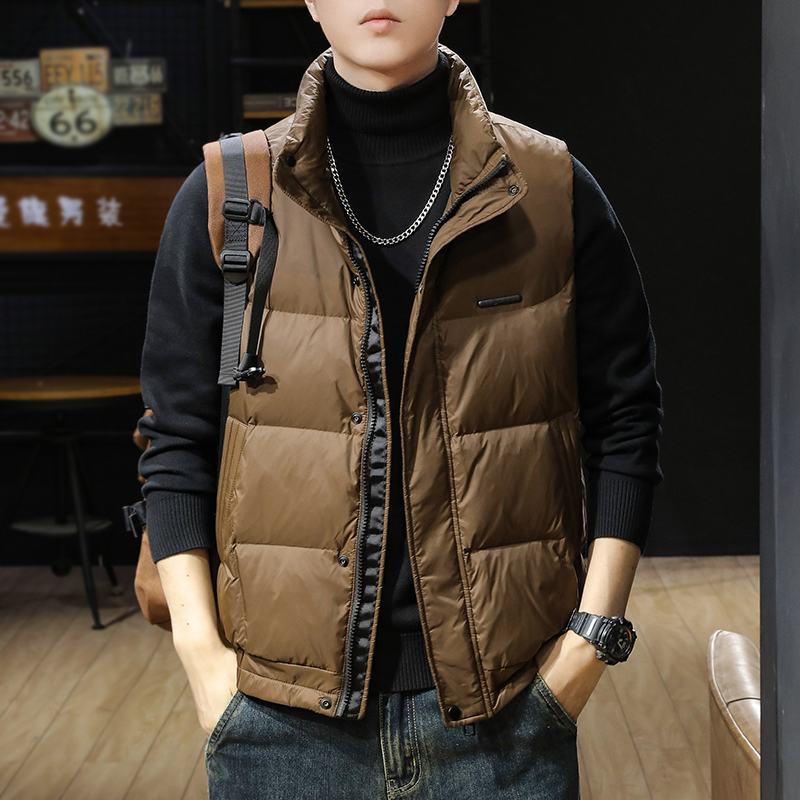 美式羽绒马甲男士冬季潮牌短款马夹外穿宽松大码坎肩背心男外套