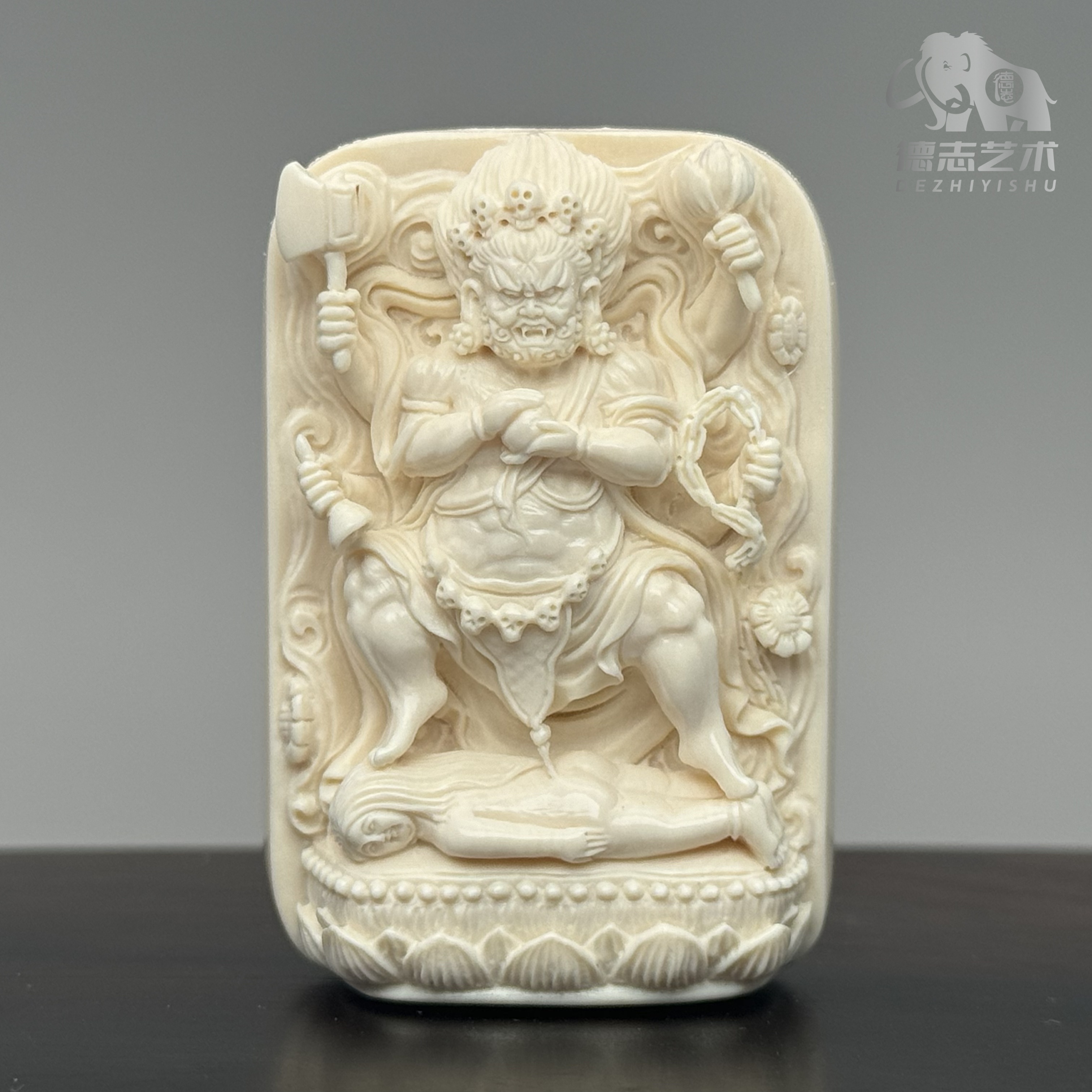 DEZHI/德志50x34x18mm大黑天吊坠原创新款立体浮雕猛犸牙DHT