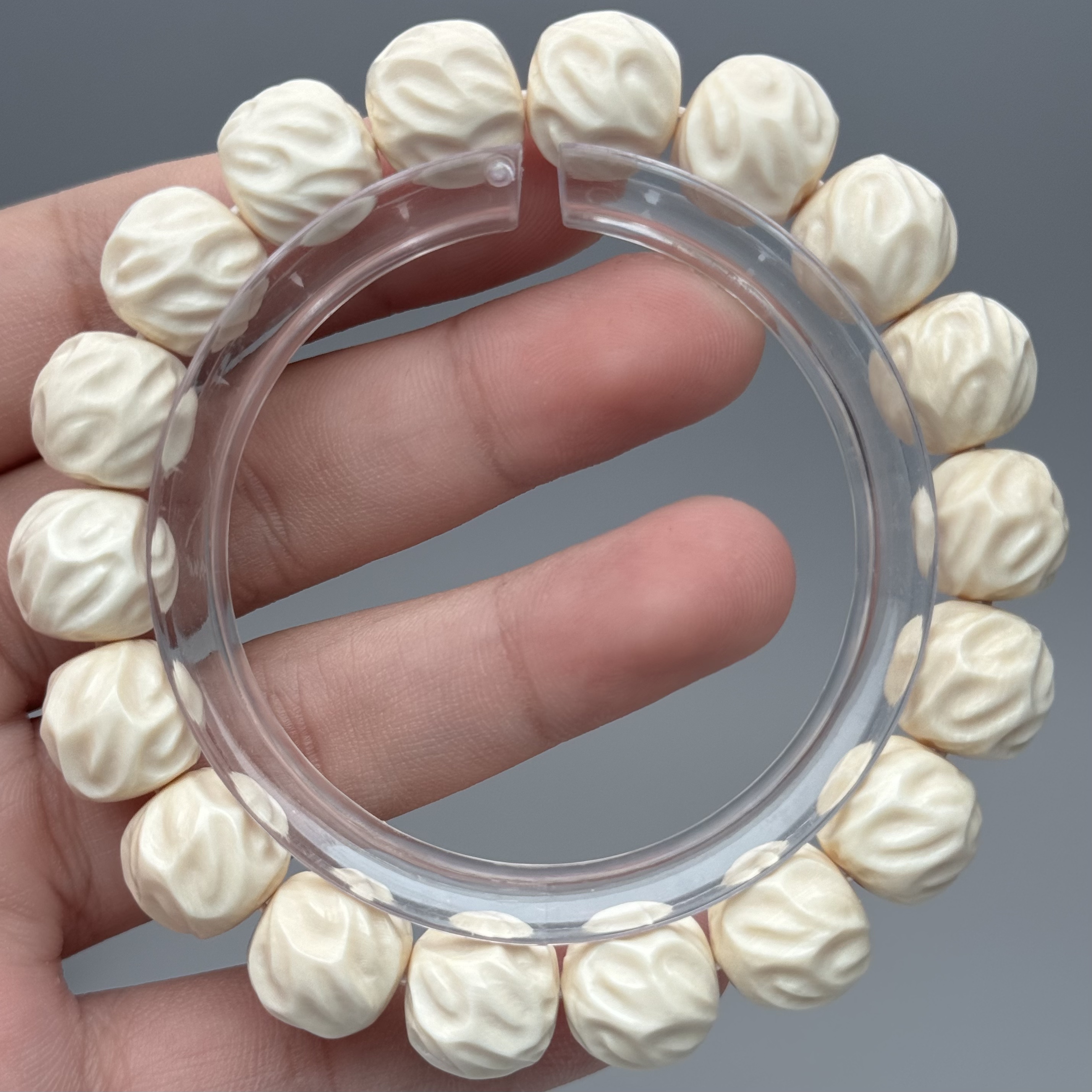 DEZHI/德志【乱山】12x11满纹纯肉白净毕业款猛犸牙无相手串A1210