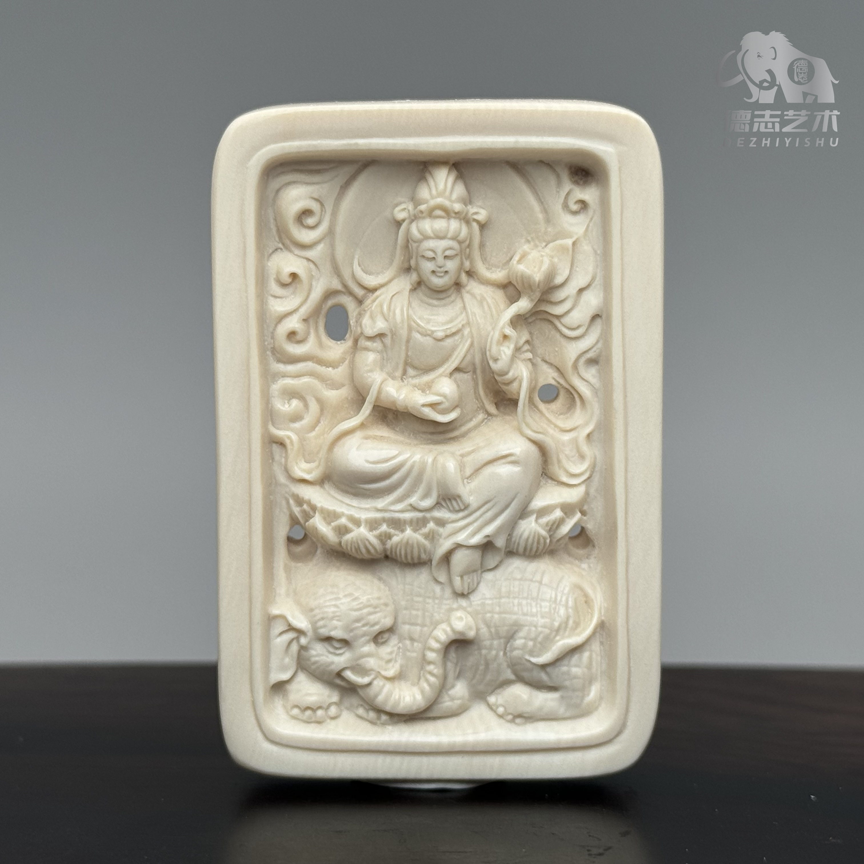 DEZHI/德志59*39*10mm普贤吊坠(龙蛇)原创天然猛犸牙PX3