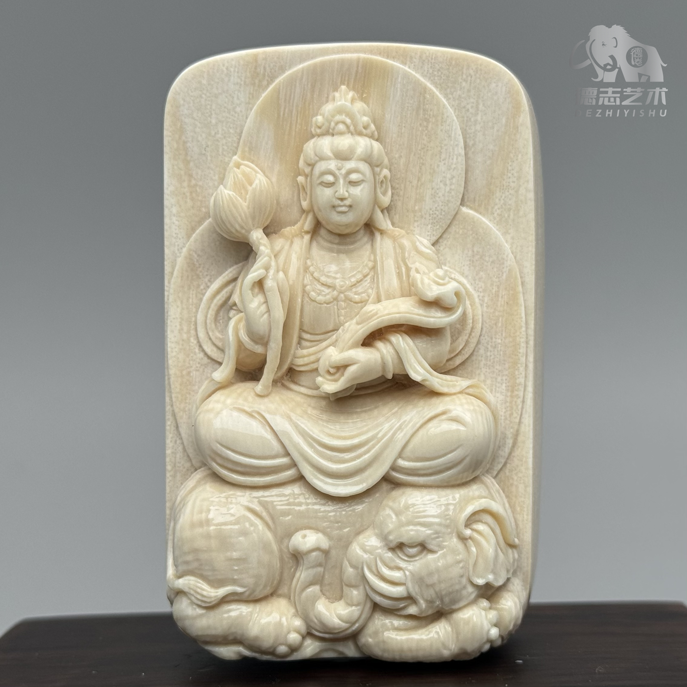 DEZHI/德志63*40*20mm普贤吊坠(龙蛇)原创天然猛犸牙PX1