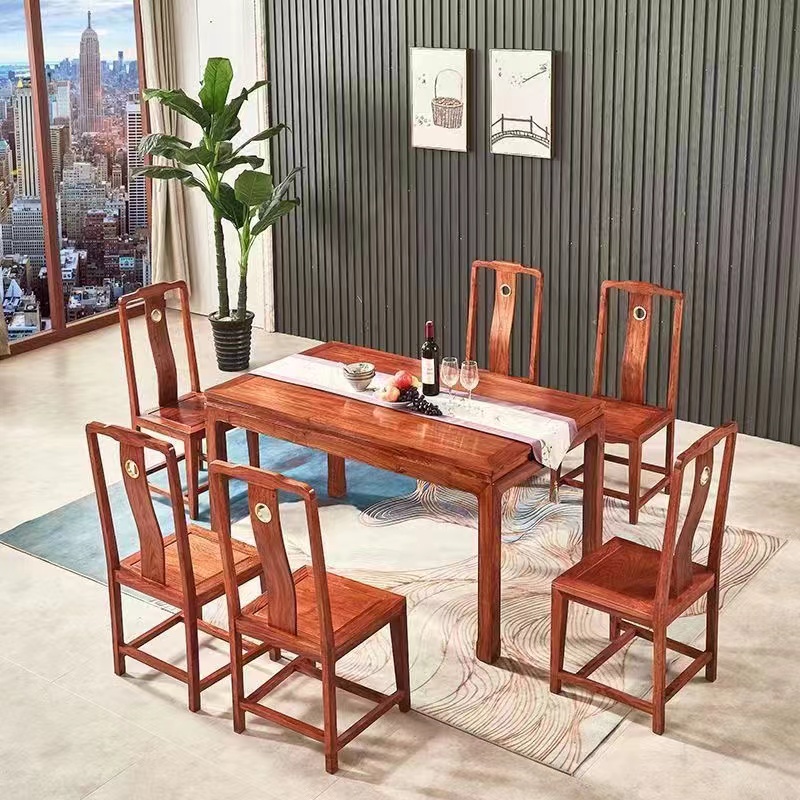 红木家具ZT木实木长方台刺猬客厅家具长方桌中式餐桌