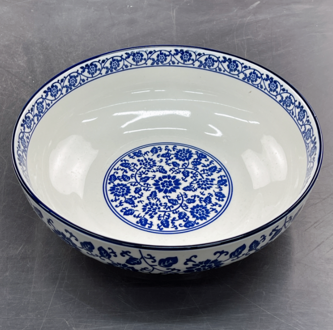 9英寸家用青花瓷陶瓷汤碗一个 破损补发 户外餐具厂家资助