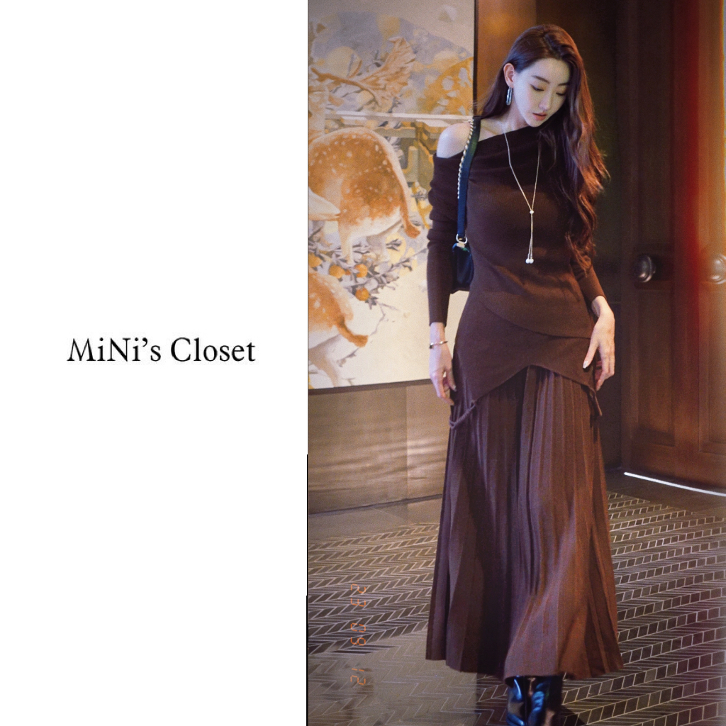 【MiNi推荐】斜肩高级感气质减龄两件套轻奢时尚套装长裙JC0103