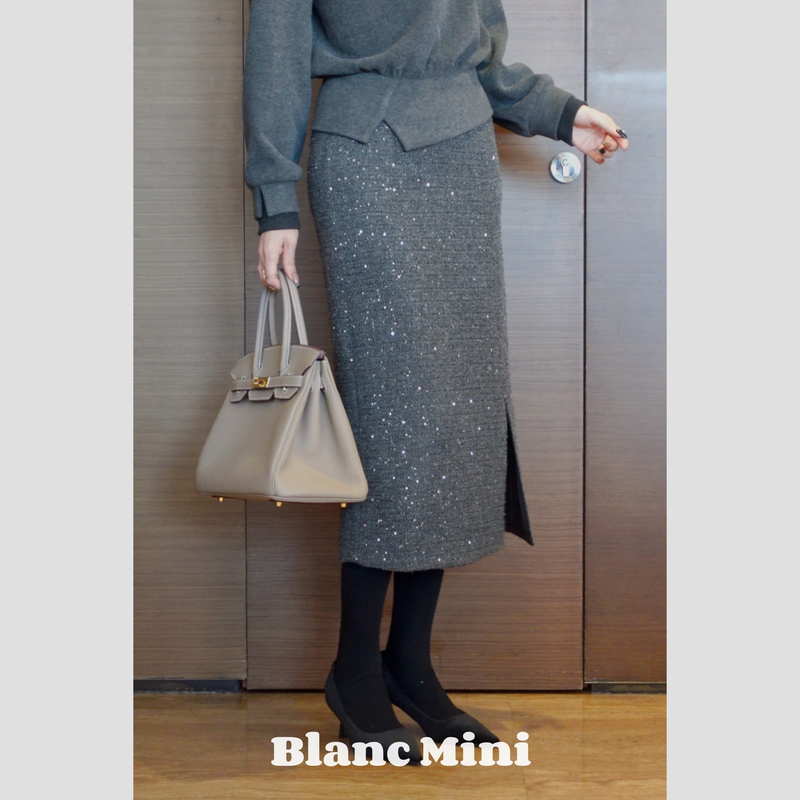 【MiNi推荐】韩版减龄轻奢手工亮片显瘦修身半身裙JD1110
