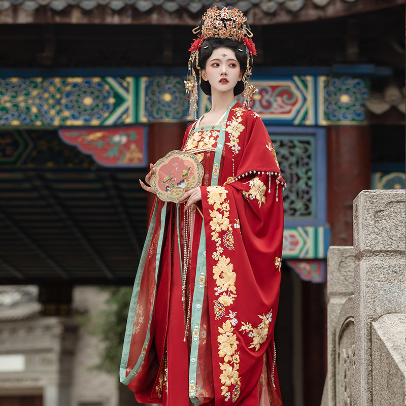 重回汉唐 并蒂荣华 原创正品婚服中国风唐制重工刺绣古风女款汉服