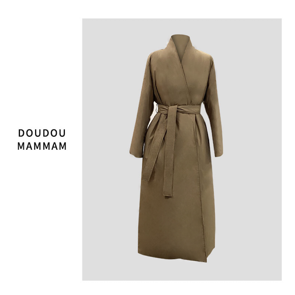 DOUDOUMANMAN-冬季保暖设计师90鹅绒长款羽绒服轻奢百搭收腰气质