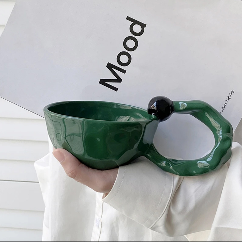 带球把手杯 ins原创水杯法式陶瓷咖啡杯马克杯早餐杯高颜值喝水杯