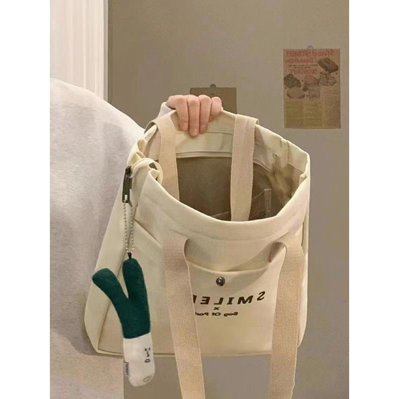 帆布包包少女学生秋冬单肩包大容量上课百搭通勤包手提布袋托特包