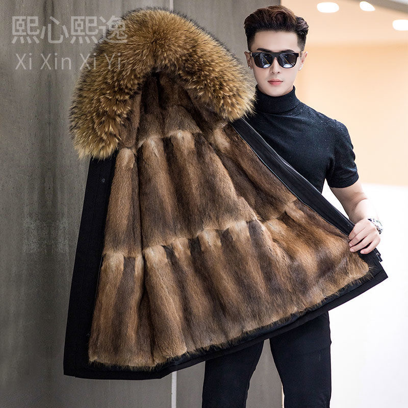 男士冬天加厚暖和可拆卸连帽外套中长款加绒男款保暖-30度diao