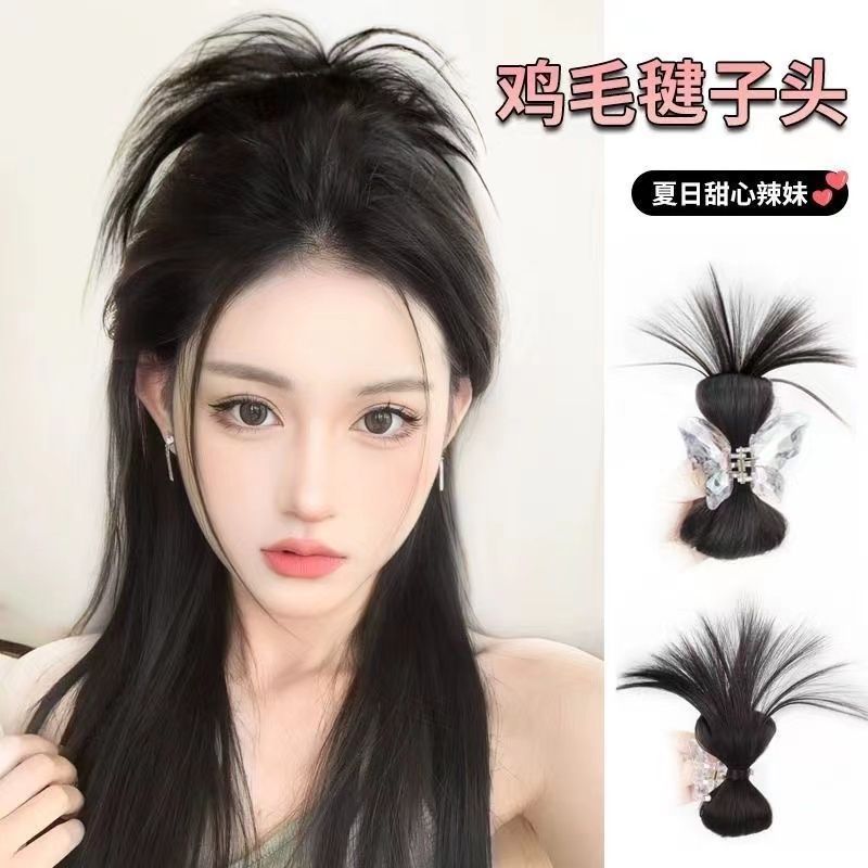 半扎慵懒风鸡毛毽子水晶蝴蝶抓夹仿真发辣妹蓬松逼真自然抓夹发包