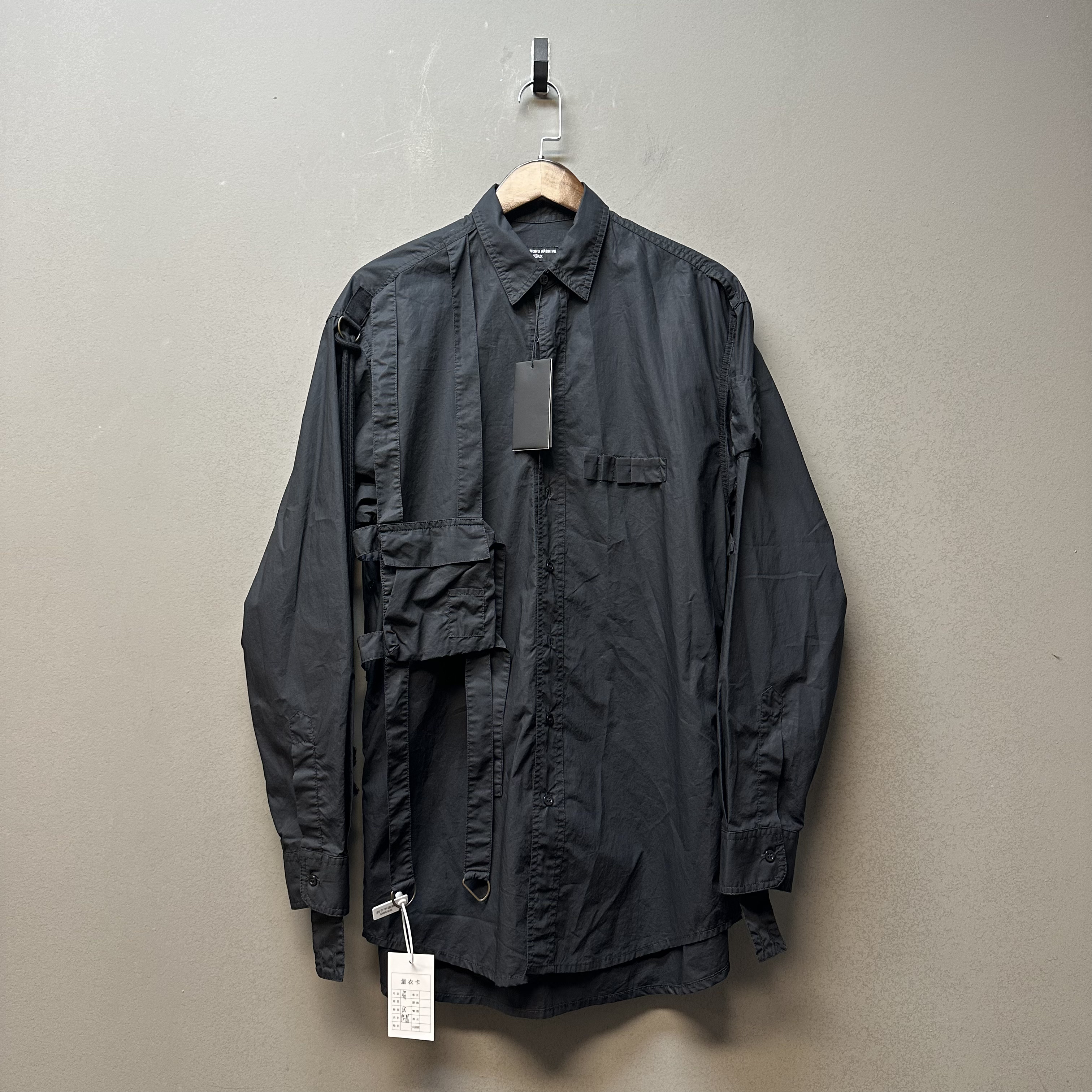 Raf Simons Archive/08022/黑色绑带衬衫 全新带吊 46 48