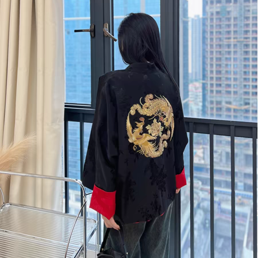 2025双面穿桑蚕丝新中式中国风提花刺绣设计款外套气质时尚