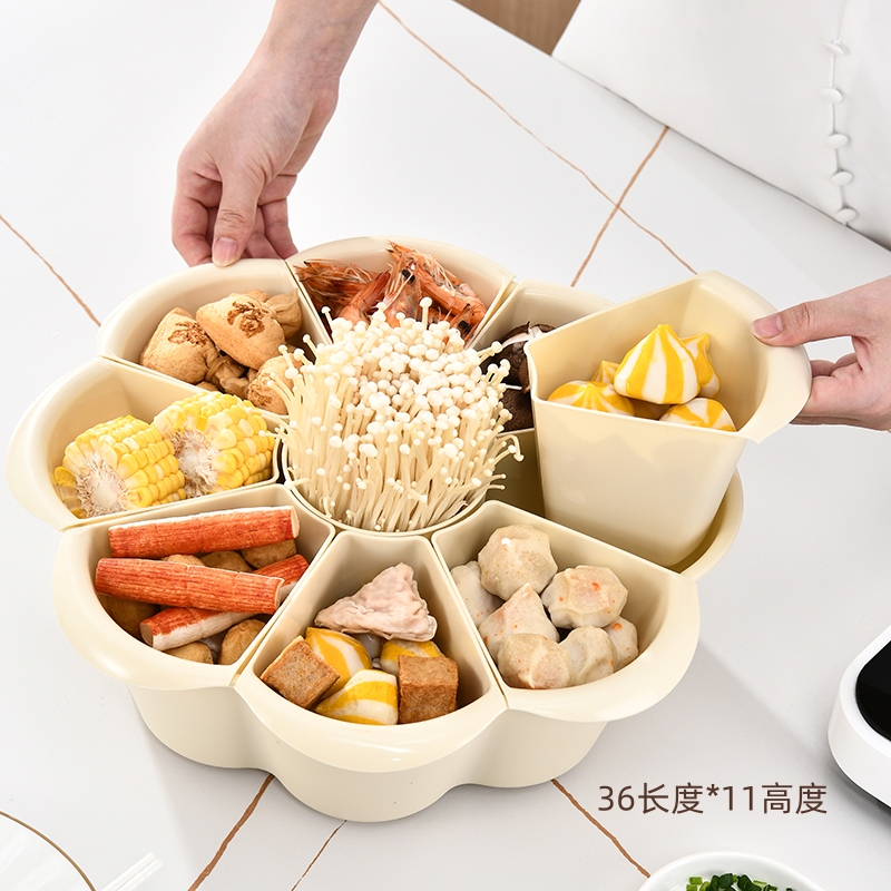 轻奢奶油风简约旋转火锅拼盘家用蔬菜水果风格洗菜备菜收纳旋转  