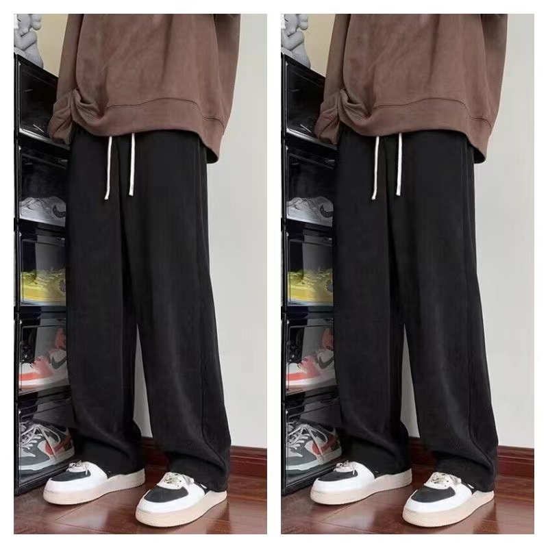 冬季美式灯芯绒裤子男款加绒加厚阔腿休闲裤百搭宽松垂感直筒长裤
