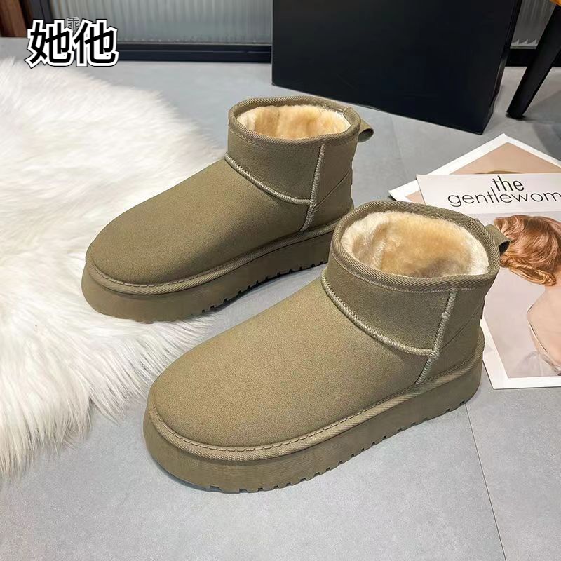 【万达撤柜】冬款牛皮女雪地靴女鞋加绒加厚保暖冬季女款时尚真皮靴