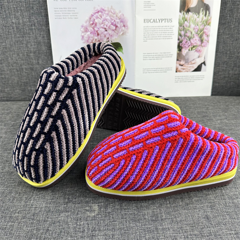 新品毛线拖鞋金丝绒棉拖鞋手工编织居家冬季防滑保暖棉拖鞋成品