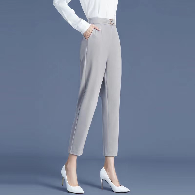 GEYAO秋季新款休闲高腰显瘦宽松修身设计师款九分锥版裤 ZB22D178