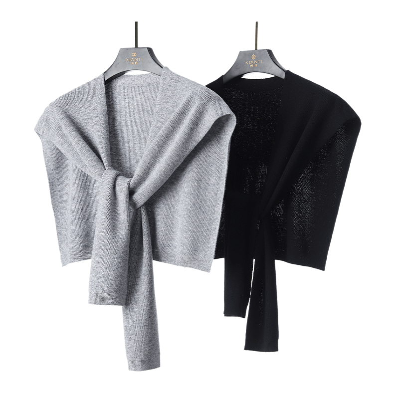 高品美丽诺纯羊毛针织披肩气质秋冬新款休闲百搭披肩2309001