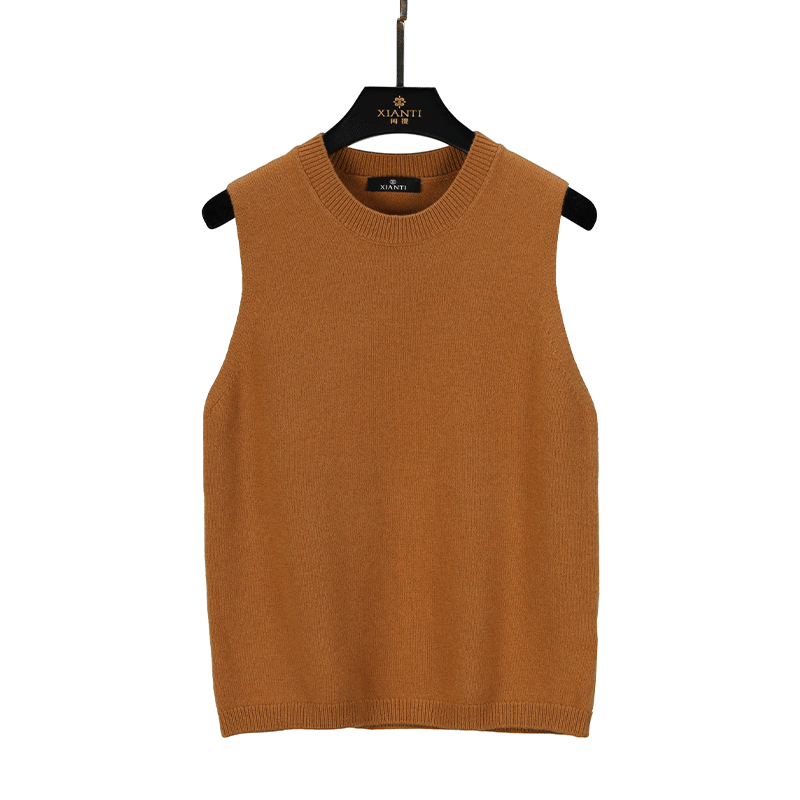 【加密-重磅】上档次加密纯羊毛圆领背心女百搭打底背心22102601