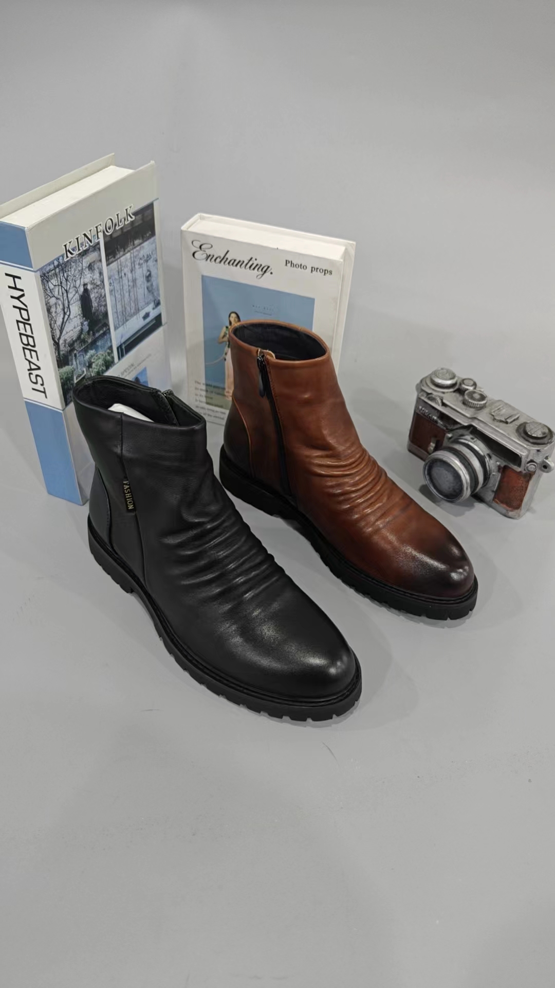 男士男鞋时尚百搭真皮马丁靴牛皮高帮090