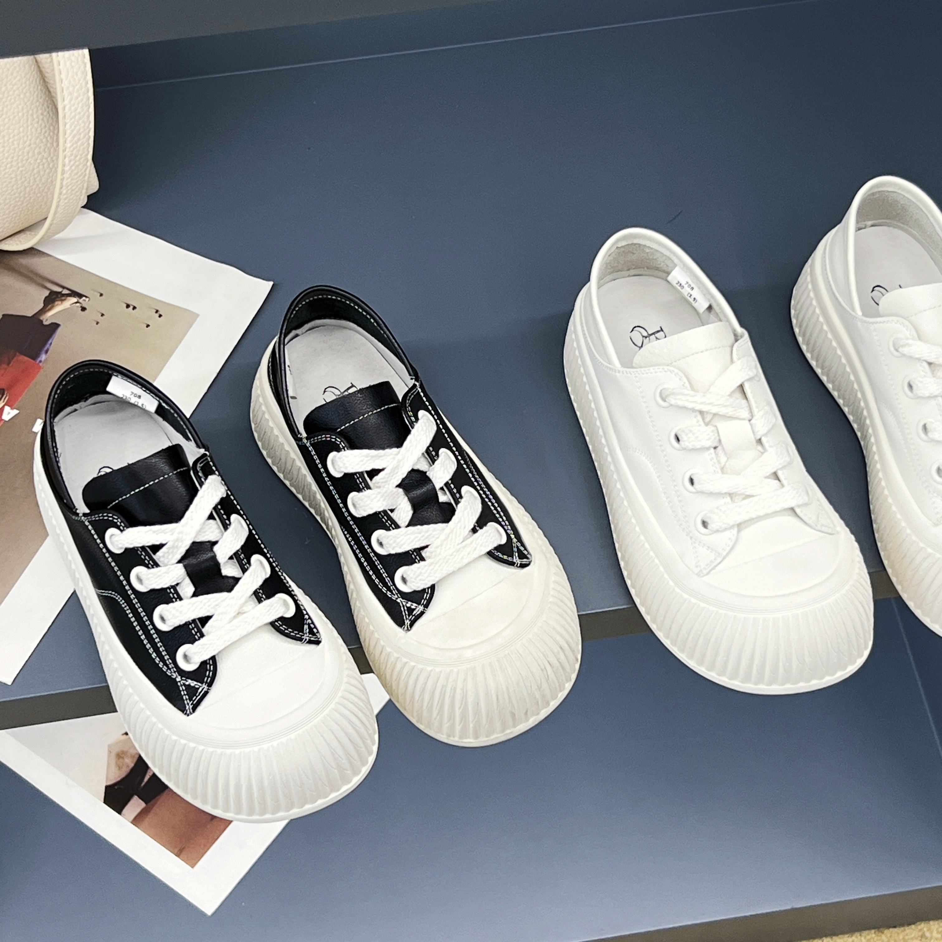 「Qan'h千合女鞋」•2025厚底真皮百搭运动休闲鞋（7708）