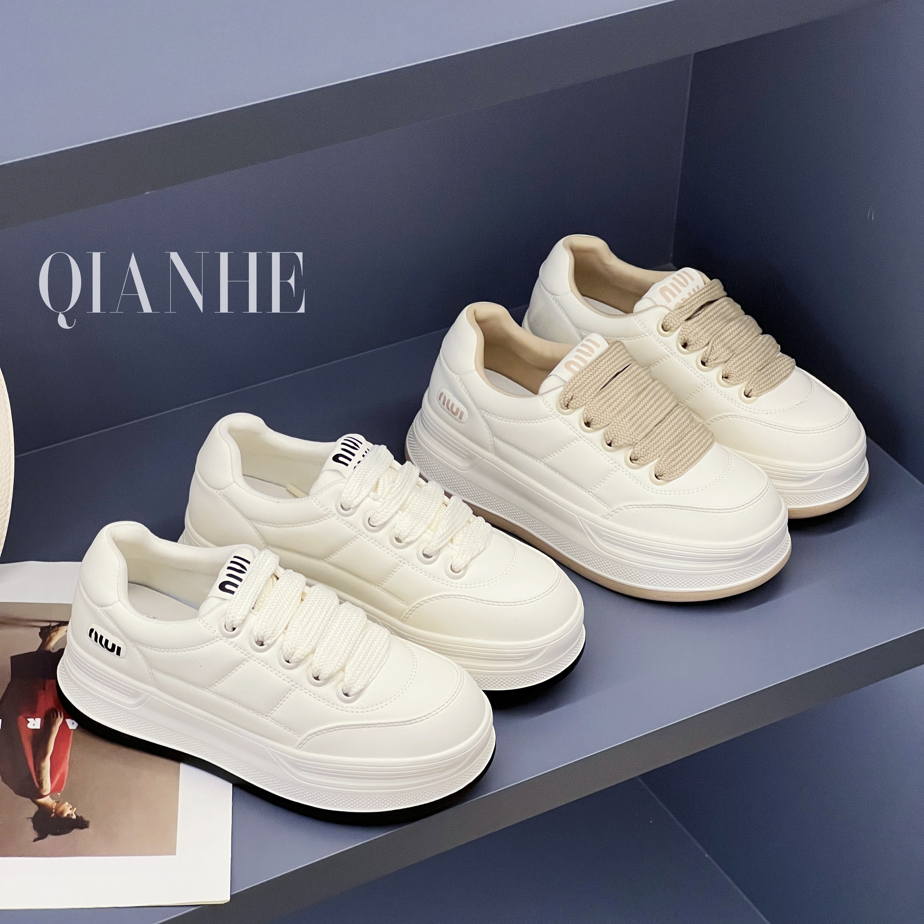  厚底面包鞋运动时尚ins小众休闲小白鞋  瑕疵清仓  处理款（6180）