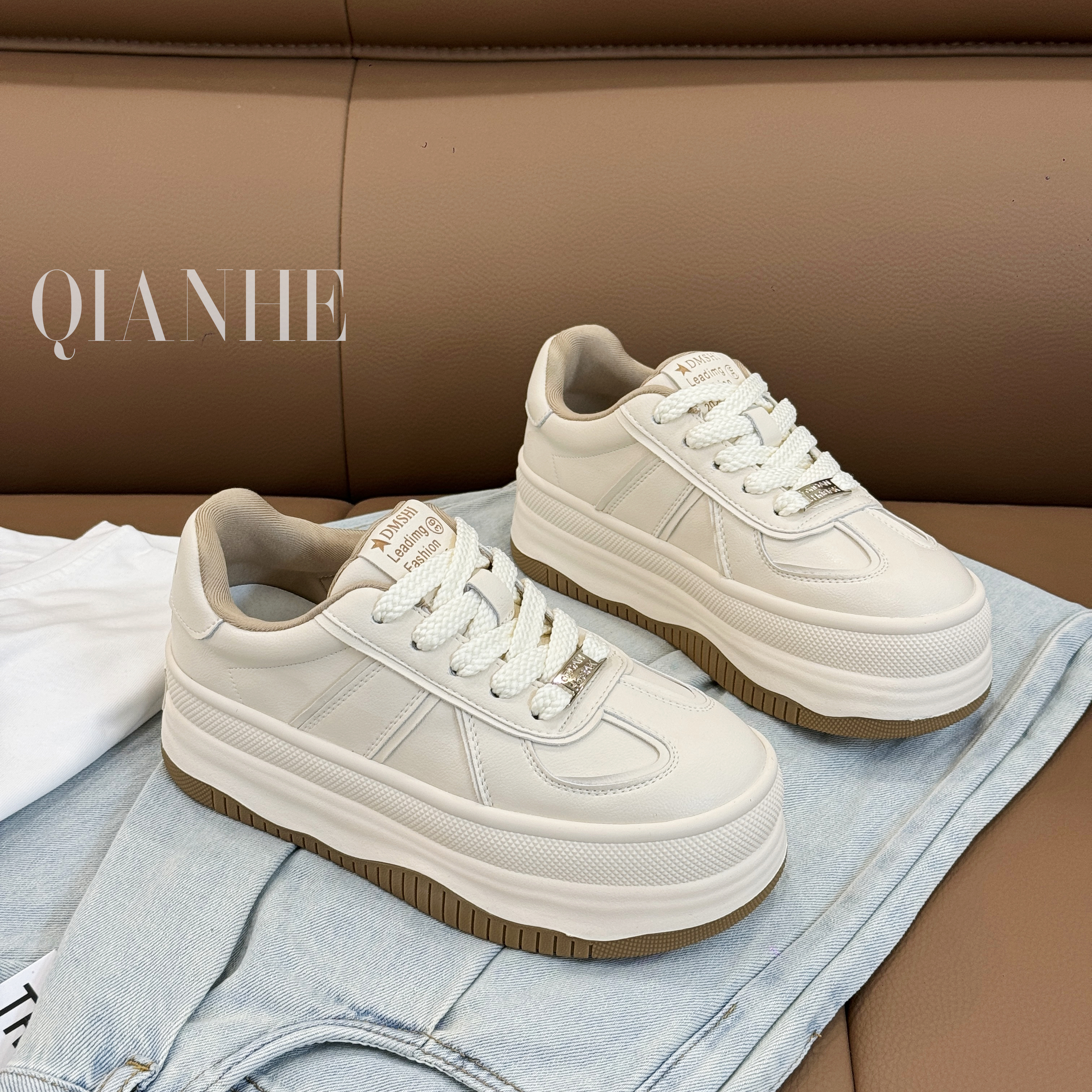 「Qan'h千合女鞋」• 厚底德迅鞋小众ins百搭小白鞋（8885）