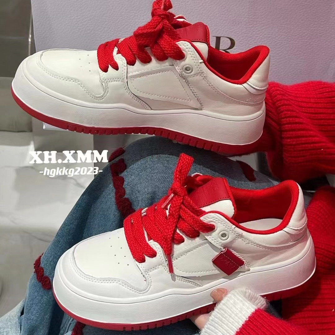 「Qan'h千合女鞋」• 高级感 晕染红色潮牌 限定 休闲板鞋（2028-5）