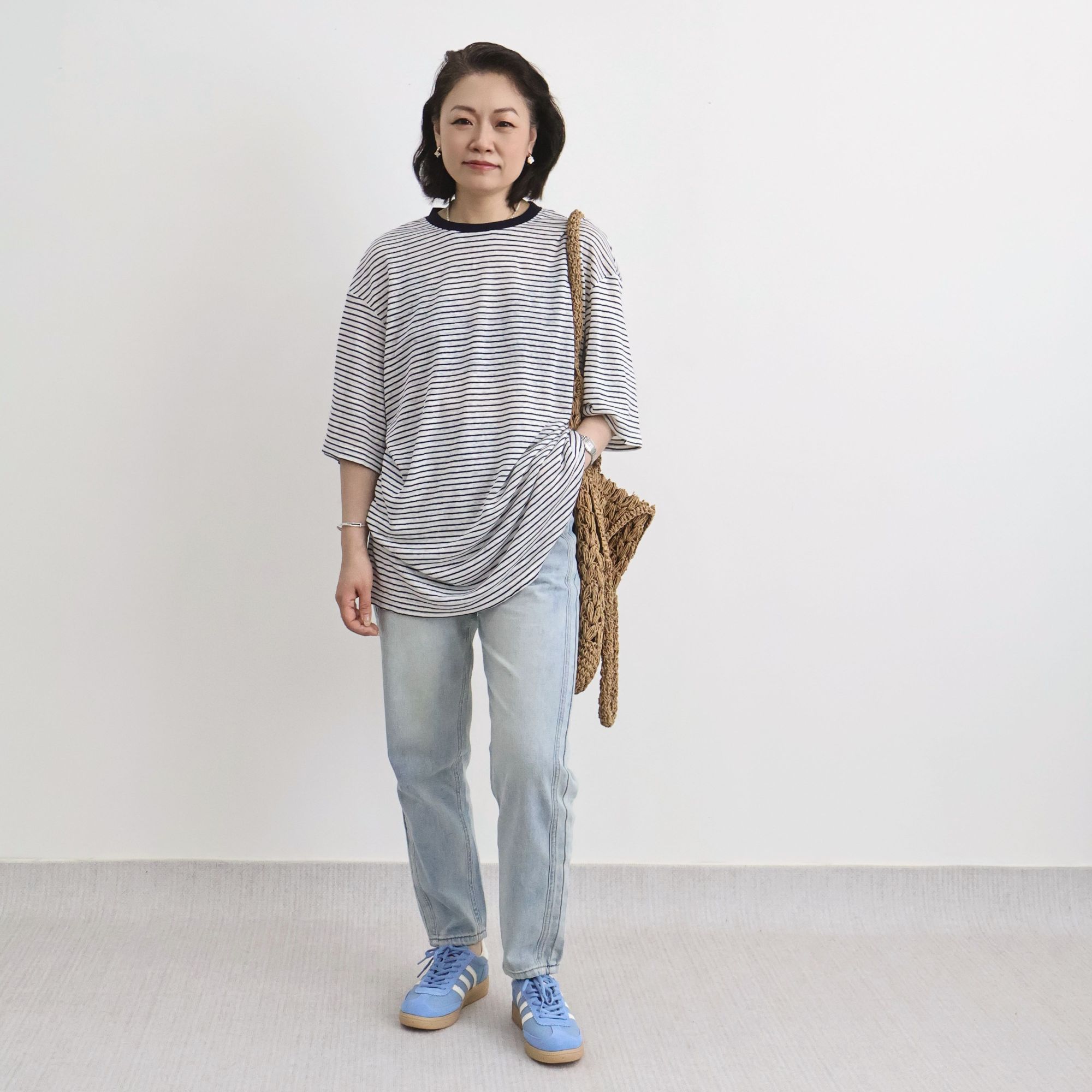 棉涤“怀旧蓝色”哈伦牛仔裤