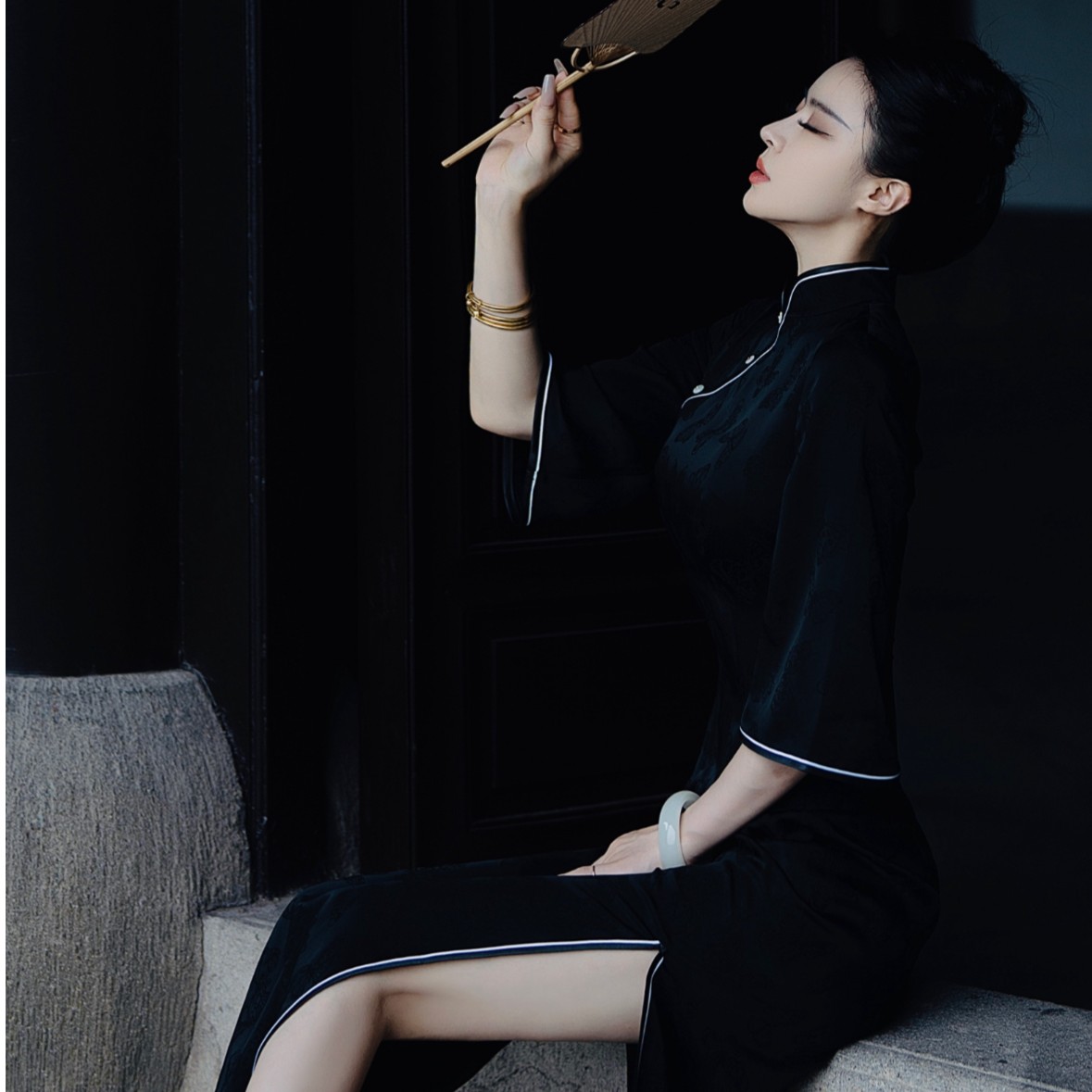 ANDREA骆杨倾城原创 高雅国风 蝴蝶织锦气质改良旗袍连衣裙