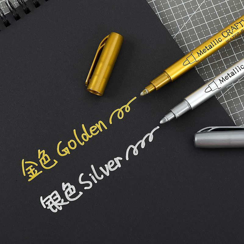 高光金属笔金银色油漆笔记号笔DIY马克工艺笔签字请柬防水不掉色