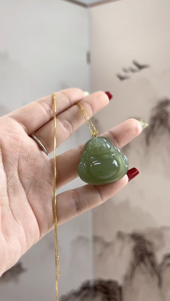 【闪购商品】和田玉颈饰18K金镶嵌tt