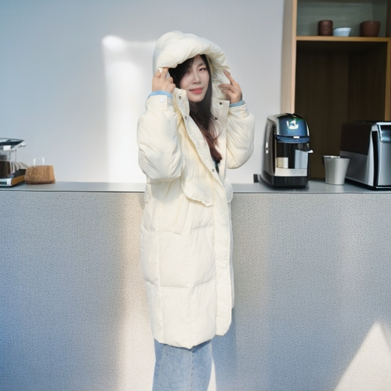 韩版羽绒服百搭款中长款羽绒外套