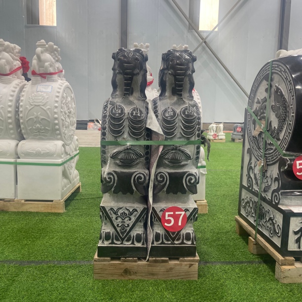 石雕门墩抱鼓石一对家用门口青石狮子象麒麟门鼓仿古做旧石鼓石墩