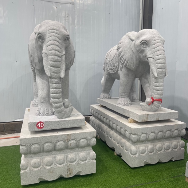 石雕大象一对花岗岩酒店公司门口摆件泰式大象汉白玉青石大象