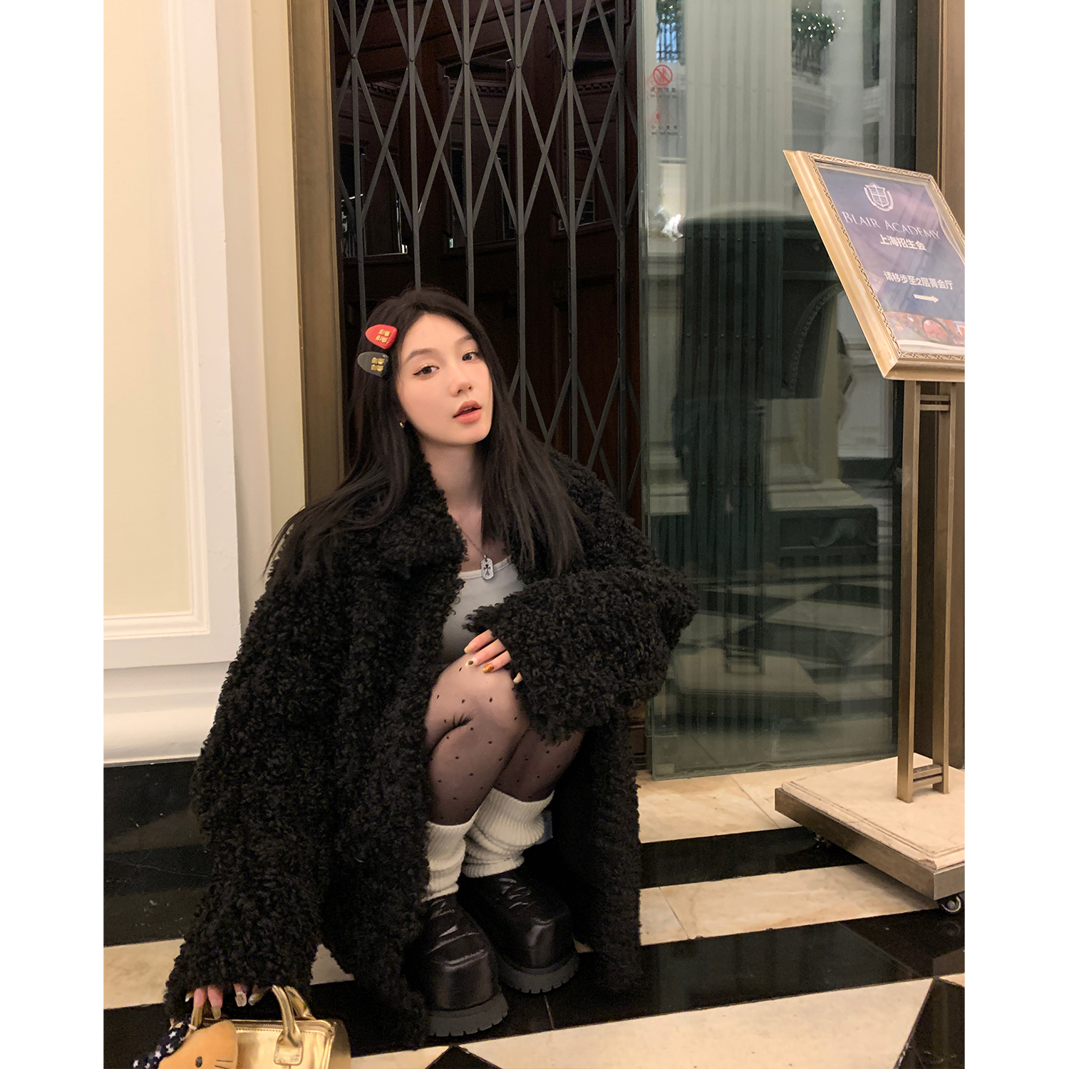 区区欧阳翻领环保皮草女冬季新款加厚小个子皮毛一体毛毛外套大衣