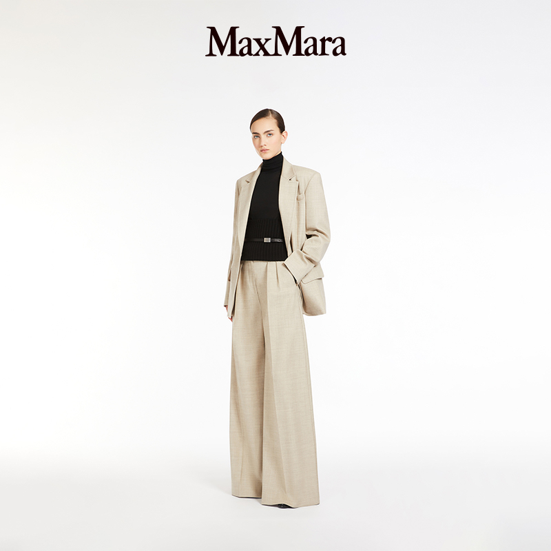 MaxMara 女装绵羊毛阔腿西装长裤1136274306